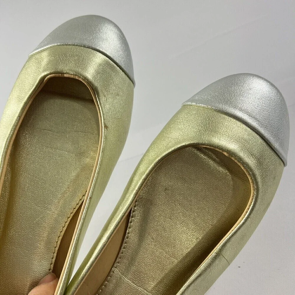 J.Crew Fabriccupper 36019 Flat Shoes Gold Silver  Metallic‎ Women’s size 6.5